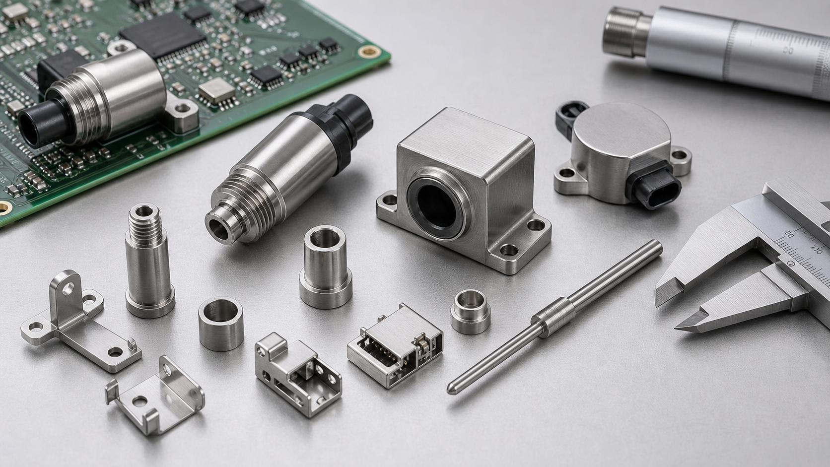 Precision MIM metal parts for sensor applications near a circuit board