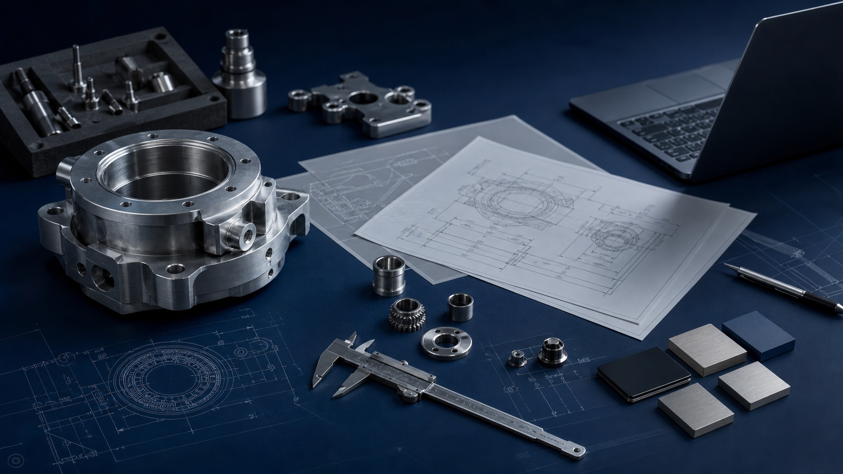 Precision metal parts and technical drawings for an OEM quotation