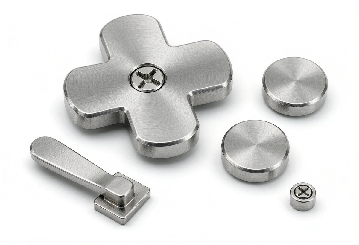 Stainless steel game controller D-pad, face buttons and shoulder levers
